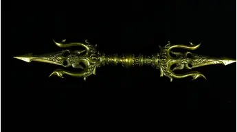 Trishula Vajra doré vu de face
