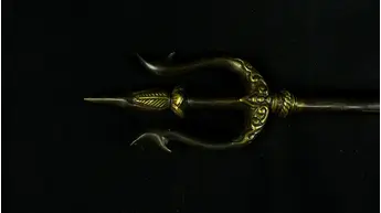 Vue de face des pointes du trishula
