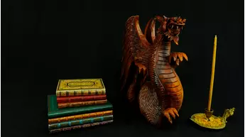 Dragon béni n°2 de 40 cm sculpté en bois de suar