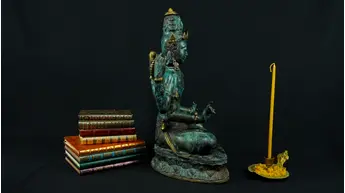 Statue bénie de Brahma en laiton réalisée à la cire perdue, vue complémentaire n°2