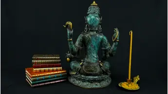 Statue bénie de Brahma en laiton réalisée à la cire perdue, vue complémentaire n°3