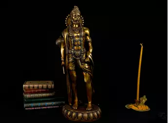 Grande statue bénie de Hanuman n°2 en laiton