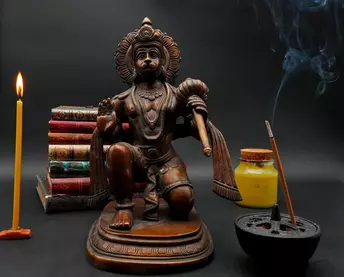 Petite statue bénie de Hanuman en laiton