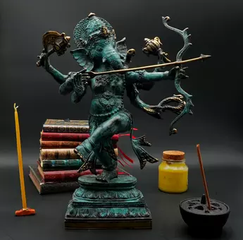 Ganesh béni en laiton réalisé à la cire perdue, vue complémentaire n°2