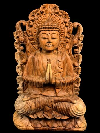 Bouddha béni de la Paix sous une Arche de Lumière en bois de suar