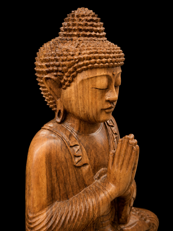 Bouddha béni Ancrer la Lumière en bois de suar