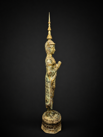 Grand Bouddha béni en laiton réalisé à la cire perdue, vue complémentaire n°3