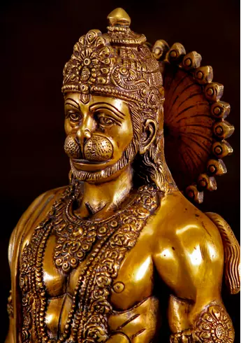 Statue bénie de Hanuman en laiton, détail complémentaire n°2