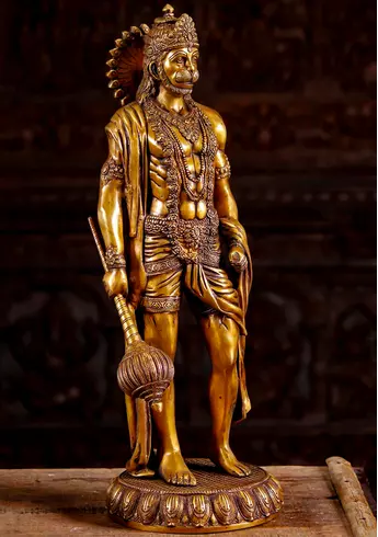 Statue bénie de Hanuman en laiton, vue complémentaire n°2