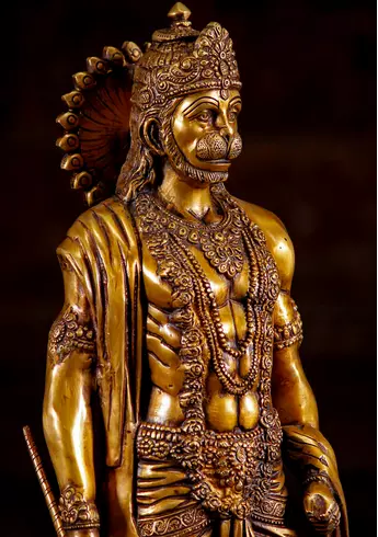 Statue bénie de Hanuman en laiton, vue complémentaire n°4