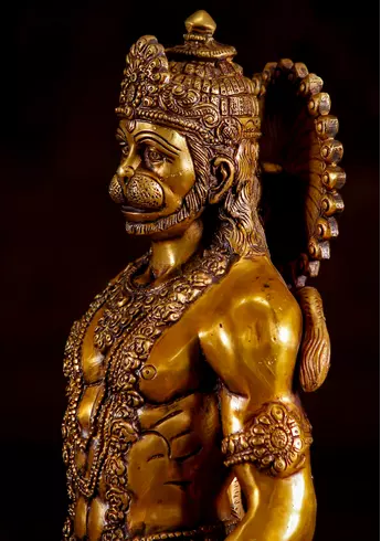 Statue bénie de Hanuman en laiton, vue complémentaire n°6