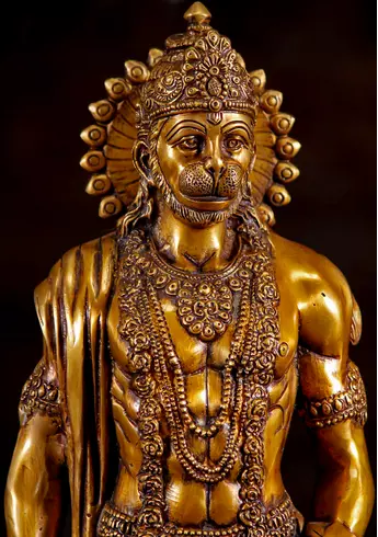 Statue bénie de Hanuman en laiton, vue complémentaire n°7