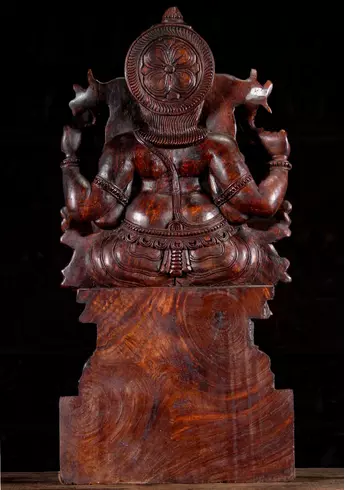 Grand Ganesh en bois de neem, vue arrière
