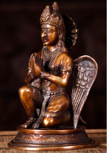 Vishnu sous forme de Garuda en laiton, vue de profil