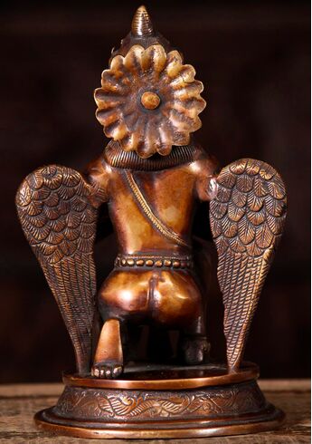 Vishnu sous forme de Garuda en laiton, vue arrière