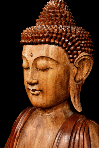 Détail du visage du Bouddha béni de l’Enseignement