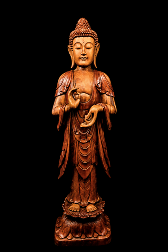 Bouddha béni de l’Enseignement sculpté en bois de suar