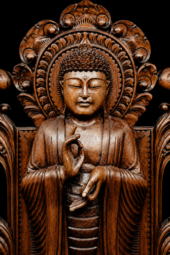 Détail du visage du Bouddha de l’Enseignement Céleste