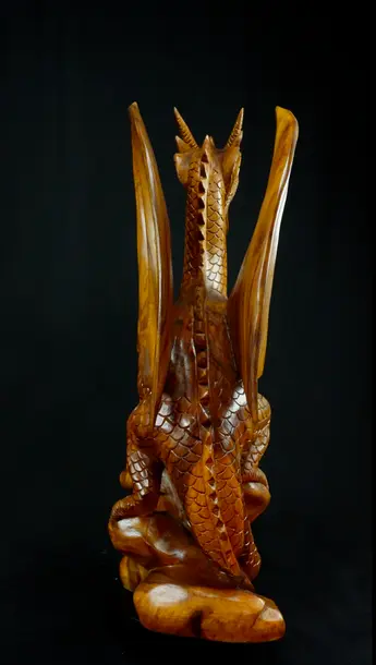 Dragon béni n°4 sculpté en bois de suar, vue complémentaire n°5