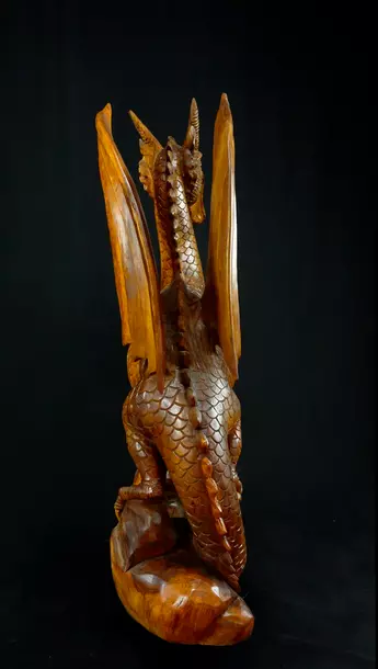 Dragon béni n°5 en bois de suar, vue arrière