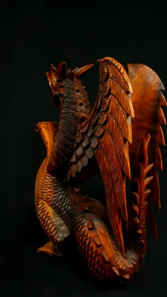 Statue sacrée bénie – Dragon 40 cm n°2, détail sculpté n°3