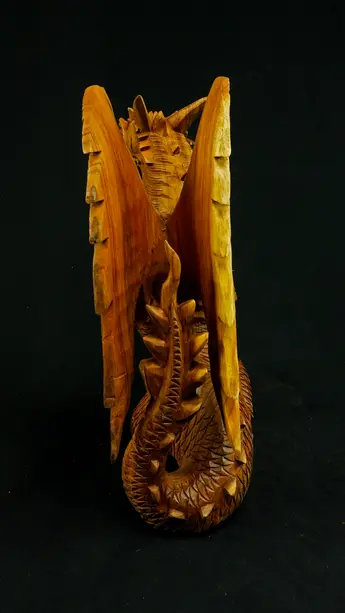 Dragon béni n°3 en bois de suar, vue arrière