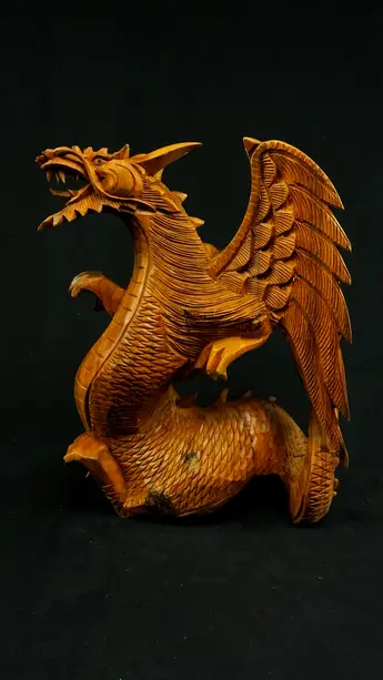 Statue sacrée bénie – Dragon 40 cm n°3, détail sculpté n°1