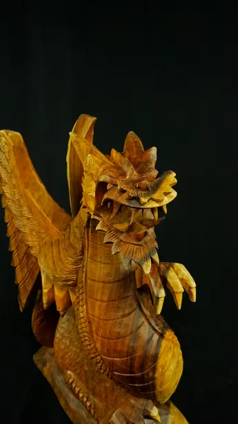 Statue sacrée bénie – Dragon 50 cm n°1, détail sculpté n°1