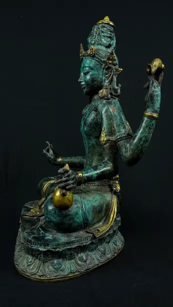 Statue bénie de Brahma n°1 en laiton, profil droit