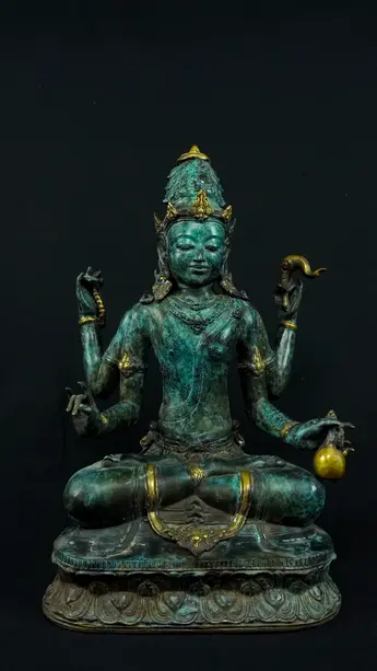 Statue bénie de Brahma n°1 en laiton, vue de face