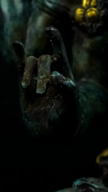Statue bénie de Brahma en laiton réalisée à la cire perdue, détail complémentaire n°7