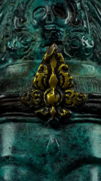 Statue bénie de Brahma en laiton réalisée à la cire perdue, détail complémentaire n°9