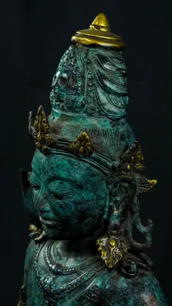 Statue bénie de Brahma en laiton réalisée à la cire perdue, détail complémentaire n°12