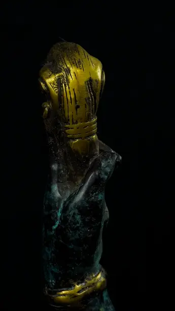 Statue bénie de Brahma en laiton réalisée à la cire perdue, détail complémentaire n°16
