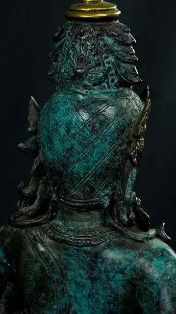 Statue bénie de Brahma en laiton réalisée à la cire perdue, détail complémentaire n°17