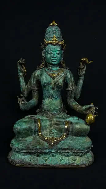 Statue bénie de Brahma n°2 en laiton, vue de face