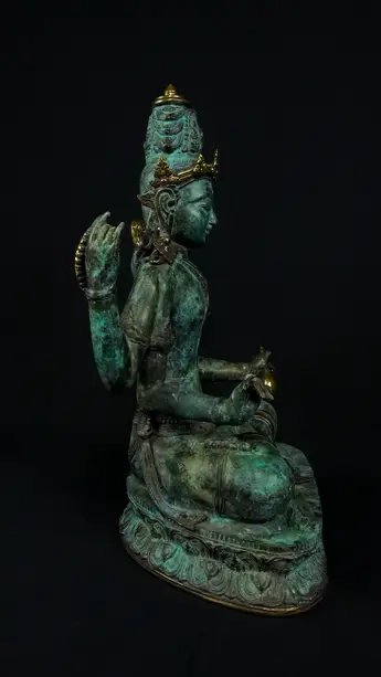 Statue bénie de Brahma n°2 en laiton réalisée à la cire perdue, vue complémentaire n°5