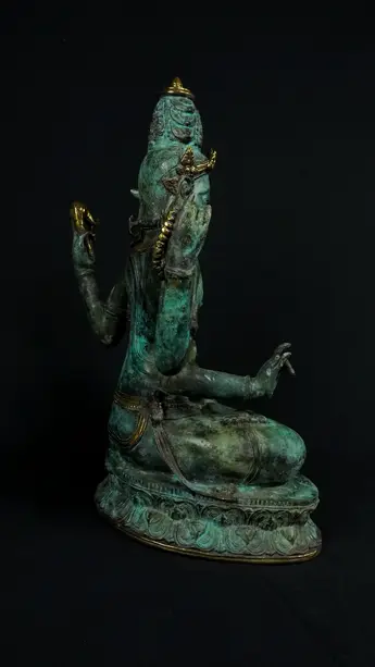 Statue bénie de Brahma n°2 en laiton, profil droit
