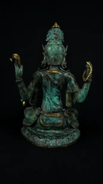 Statue bénie de Brahma n°2 en laiton réalisée à la cire perdue, vue complémentaire n°7