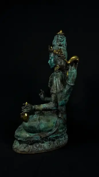 Statue bénie de Brahma n°2 en laiton, profil gauche