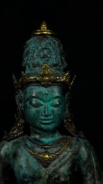 Statue bénie de Brahma n°2 en laiton réalisée à la cire perdue, détail complémentaire n°4