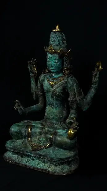 Statue bénie de Brahma n°2 en laiton réalisée à la cire perdue, détail complémentaire n°6