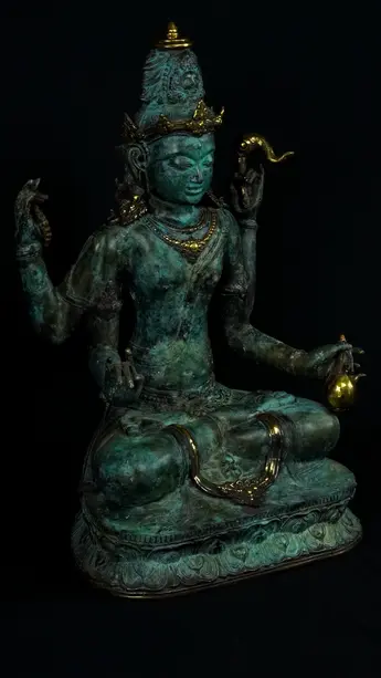 Statue bénie de Brahma n°2 en laiton réalisée à la cire perdue, détail complémentaire n°7