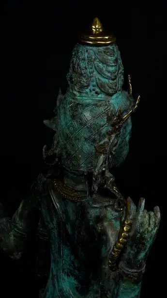 Statue bénie de Brahma n°2 en laiton réalisée à la cire perdue, vue complémentaire n°3