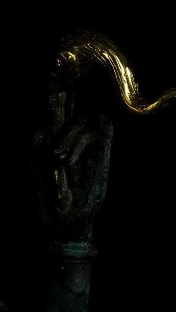 Statue bénie de Brahma n°2 en laiton réalisée à la cire perdue, vue complémentaire n°4