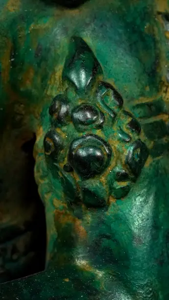 Statue bénie de Ganesh vert en laiton, détail complémentaire n°11