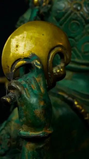 Statue bénie de Ganesh vert en laiton, détail complémentaire n°13