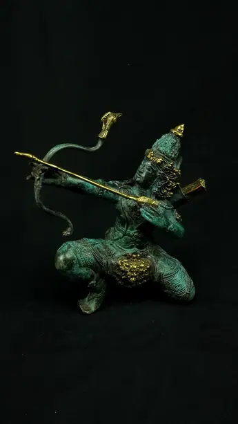 Statue sacrée bénie – Indra à l’arc n°2 – 34 cm, vue complémentaire n°2