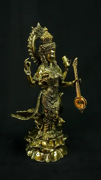 Statue sacrée bénie – Saraswati au cygne, vue complémentaire n°3