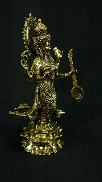 Statue sacrée bénie – Saraswati au cygne, vue complémentaire n°6